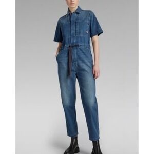 G-Star‎ RAW Women's Small Army Jumpsuit Short Sleeve Kara Steel Denim $250 NEW